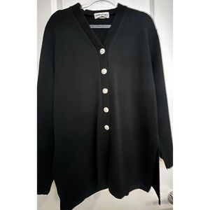 Vintage San Remo By Laura Knits Cardigan Boxy Black Bling Buttons Medium